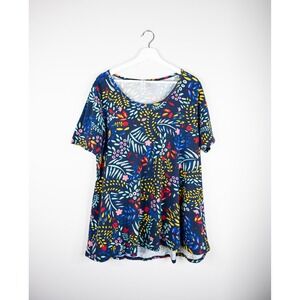 LuLaRoe Classic T Short‎ Sleeved Women's XL Blue Colorful Floral cozy